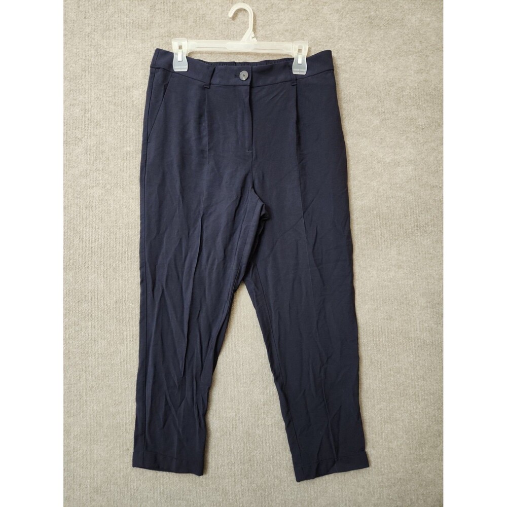 Ann Taylor LOFT Cuffed Dress Pants Womens M Navy Lightweight Elastic Waist NEW